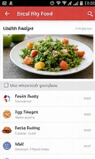 Schermata di un'app mobile che mostra un tracker di alimentazione o una ricetta sana, con un design pulito.