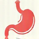 Icona che simboleggia una migliore digestione, come uno stomaco stilizzato o un sistema digestivo.