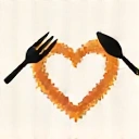 Icona che simboleggia una migliore relazione con il cibo, come un cuore e una forchetta.