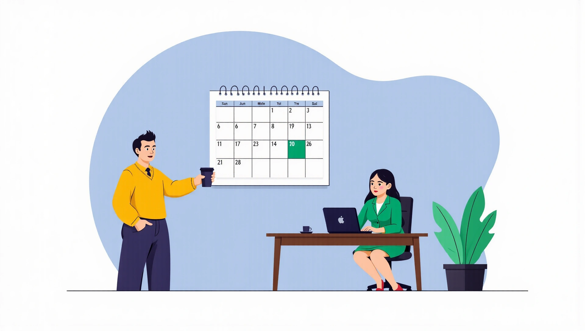 Immagine di sfondo con calendario e persona in videochiamata